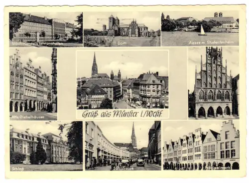 AK, Münster Westf., neun Abb., um 1955