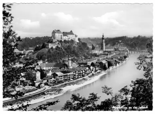 AK, Burghausen an der Salzach, Gesamtansicht, um 1960