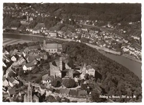 AK, Dilsberg am Neckar, Luftbildansicht, um 1960