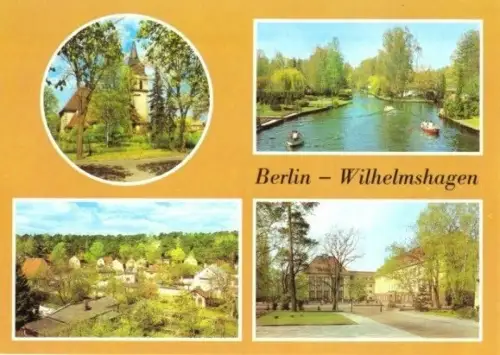 AK, Berlin Wilhelmshagen, 4 Abb., u.a. Oberschule, 1985