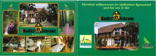 Doppel-AK, Burg Spreewald, "Radler-Scheune", um 2000