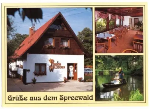 AK, Burg Spreewald, Pension "Willischza", 3 Abb.