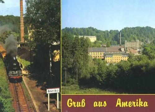 AK, Arnsdorf, OT Amerika, 2 Abb., u.a. Muldentalbahn