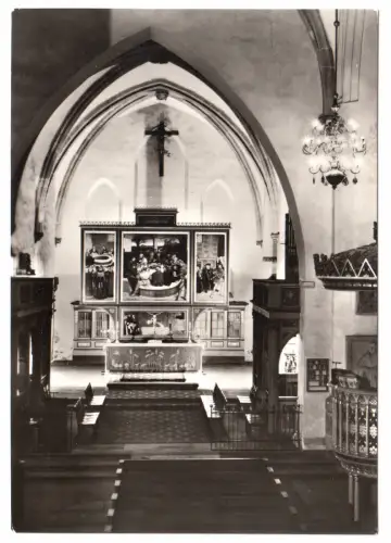 AK, Lutherstadt Wittenberg, Stadtkirche, Chorraum mit Cranach-Altar, 1982