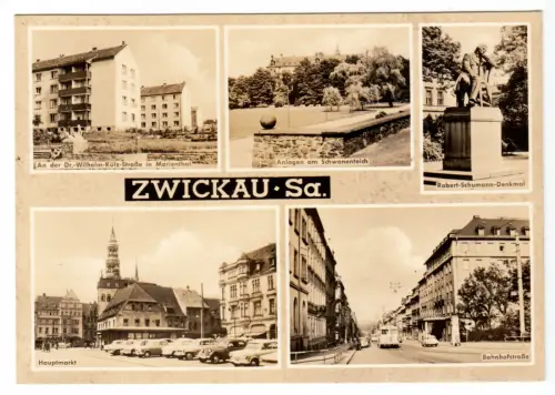 AK, Zwickau Sa., fünf Abb., gestaltet, 1964