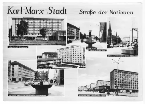 AK, Karl-Marx-Stadt, Chemnitz, Straße der Nationen, sechs Abb., 1967