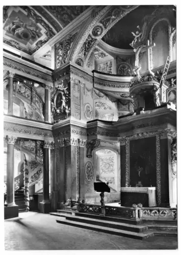 AK, Eisenberg Thür., Schloßkirche, Blick in den Chor und die Seitenempore, 1971