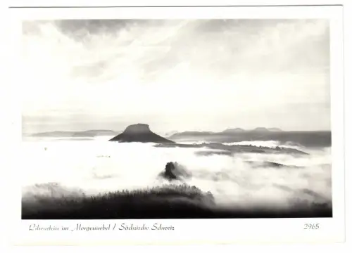 AK, Sächsische Schweiz, Lilienstein im Morgennebel, 1987