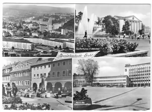 AK, Suhl, Bezirksstadt Suhl, vier Ansichten, 1979