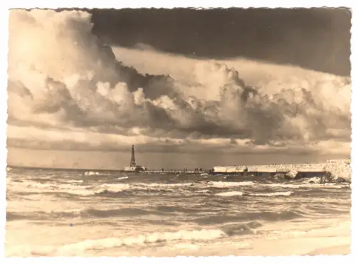 AK, Rostock - Warnemünde, Mole, 1959, Echtfoto, Handabzug