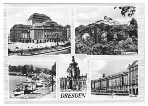 AK, Dresden, fünf Abb., gestaltet, 1965