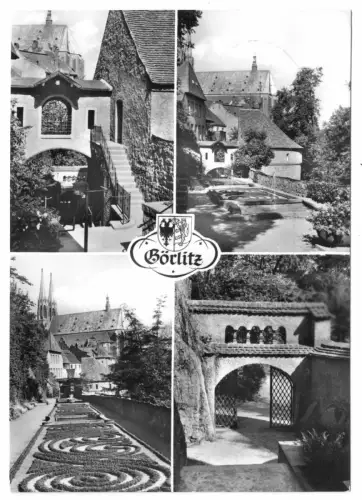 AK, Görlitz, vier Abb., Anlagen innerhalb der alten Stadtmauer, 1973