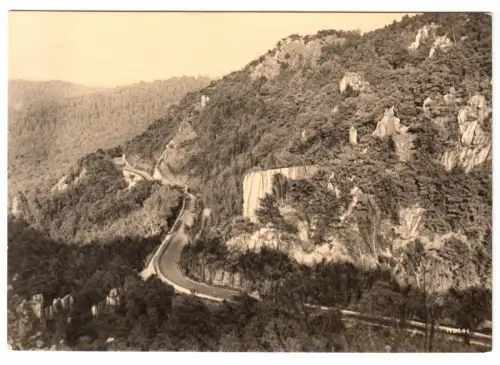 AK, Thale Harz, Steinbachtal, Verkehrsstraße zum Bergtheater, 1961
