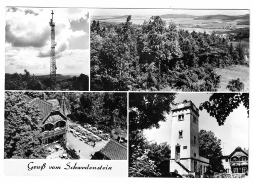 AK, Steina Kr. Kamenz, Gruß vom Schwedenstein, vier Abb., 1981