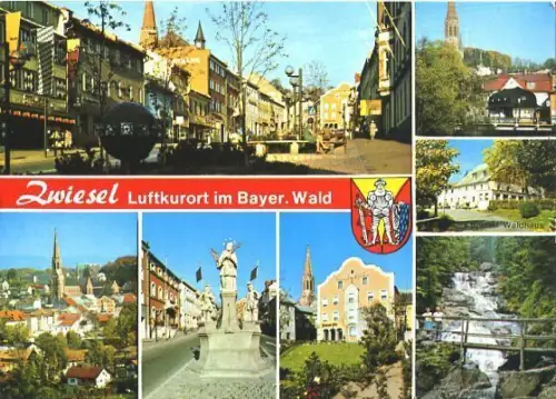 AK, Zwiesel, 7 Abb., u.a. Strassenpartie, ca. 1976