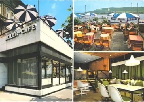 AK, Rüdesheim am Rhein, Adler-Café, 3 Abb., um 1970