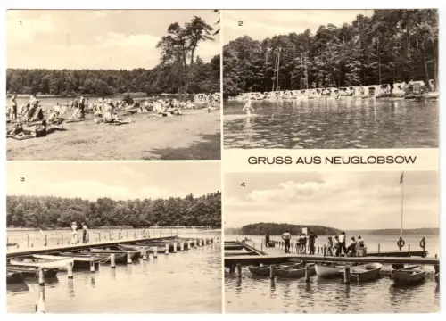 AK, Neuglobsow Kr. Gransee, vier Abb., u.a. Stechlinsee (2), 1974