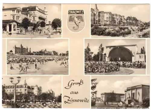 AK, Ostseebad Zinnowitz auf Usedom, sechs Abb.,  gestaltet, 1965