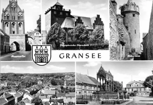 AK, Gransee, fünf Abb., u.a. Neue Schule, 1972