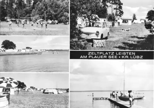 AK, Zeltplatz Leisten am Plauer See, Kr. Lübz, vier Abb., 1969