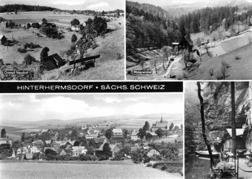 AK, Hinterhermsdorf Sächs. Schweiz, vier Abb., 1976