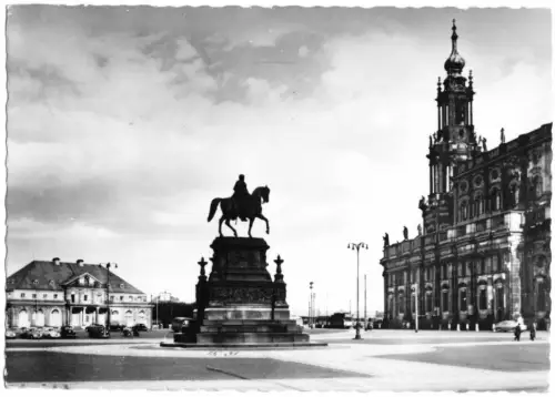 AK, Dresden, Theaterplatz, kath. Probsteikirche u. HOG "Ital. Dörfchen", 1960