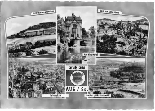 AK, Aue Sa., fünf Abb., gestaltet, 1963