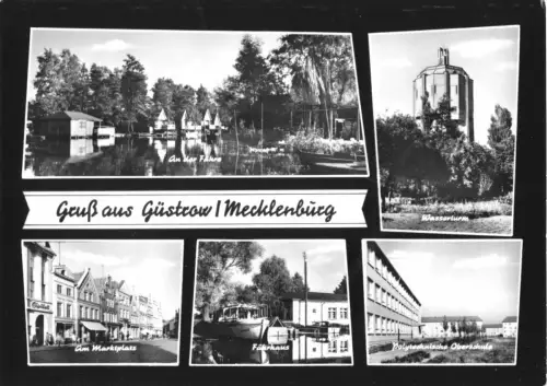 AK, Güstrow Meckl., fünf Abb., gestaltet, 1967