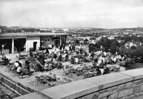 AK, Gera, Terrassencafé Osterstein, belebt, 1968