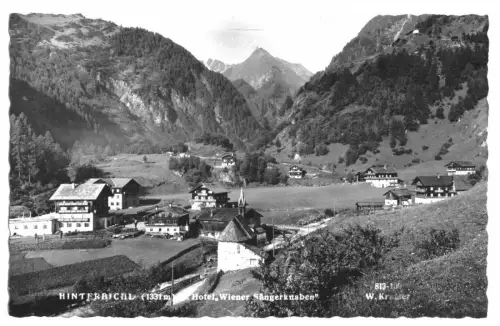 AK, Hinterbichl, Tirol, Teilansicht mit Hotel "Wiener Sängerknaben", um 1965