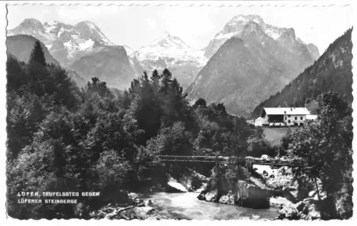 AK, Lofer, Salzburg, Teufelssteg gegen Loferer Steinberge, 1962