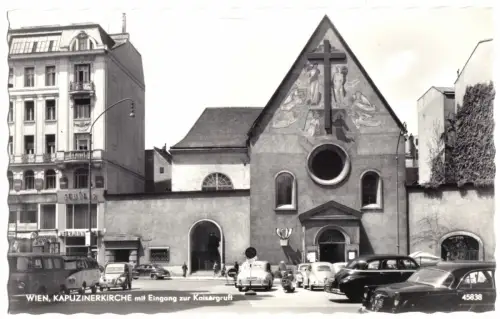 AK, Wien, Kapuzinerkirche mit Eingang zur Kaisergruft, um 1963