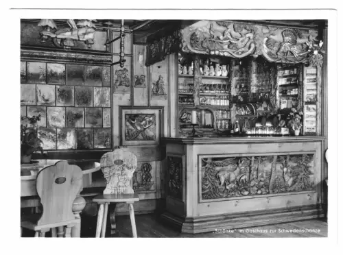AK, Schonach, Gasthaus zur Schwedenschanze, "Schänke" mit Tresen, um 1960
