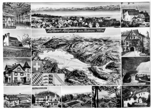 AK, Heiligenberg beim Bodensee, dreizehn Abb., 1962
