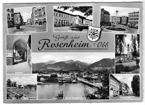 AK, Rosenheim Obb., acht Abb., gestaltet, um 1966