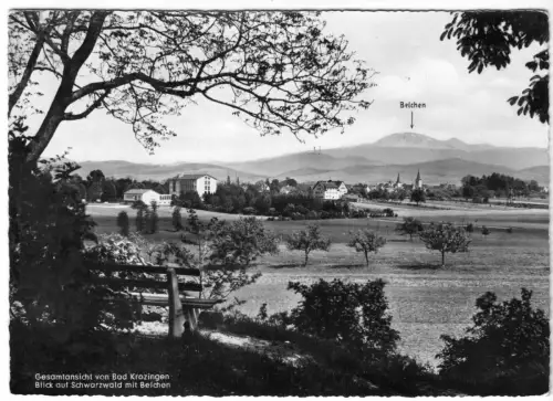 AK, Bad Krozingen, Gesamtansicht mit Blick zum Belchen, 1955