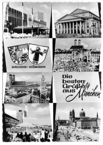 AK, München, sechs Abb., gestaltet, 1966