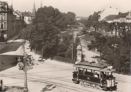 AK, Freiburg im Breisgau,  Dreisam und Brücke, 1910, Reprint um 1970, Echtfoto