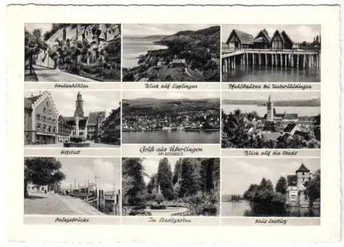 AK, Überlingen Bodensee, neun Abb., 1955