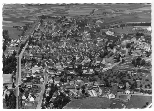 AK, Pfullendorf Baden, Luftbildansicht mit Bahnlinie, 1964