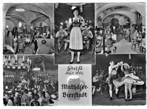 AK, München, Mathäser Bierstadt, fünf Abb., belebt, 1971
