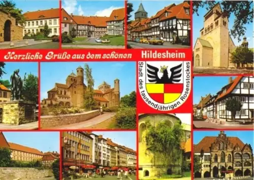 AK, Hildesheim, 11 Abb., Wappen, ca. 1990