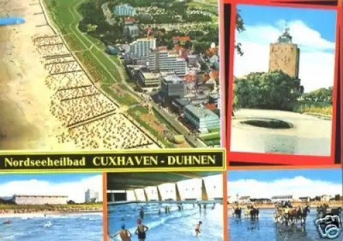 AK, Cuxhaven - Duhnen, fünf Abb., u.a. Luftbild, 1984