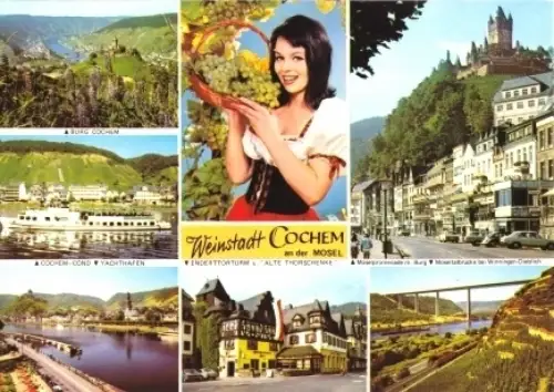 AK, Cochem Mosel, sieben Abb., ca. 1980