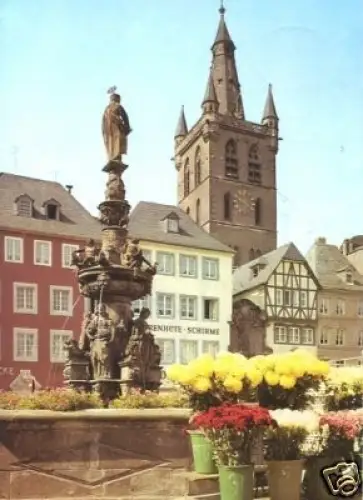AK, Trier, Markt mit Petrusbrunnen, 1970