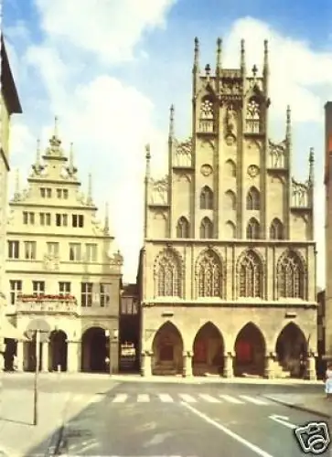 AK, Münster i. W., Rathaus und Weinhaus, ca. 1960