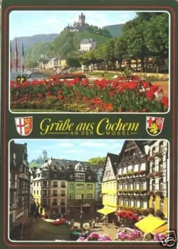 AK, Cochem an der Mosel, zwei Abb., Wappen, ca. 1980