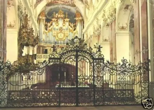 AK, Amorbach Odw., Abteikirche, Innenansicht m. Orgel