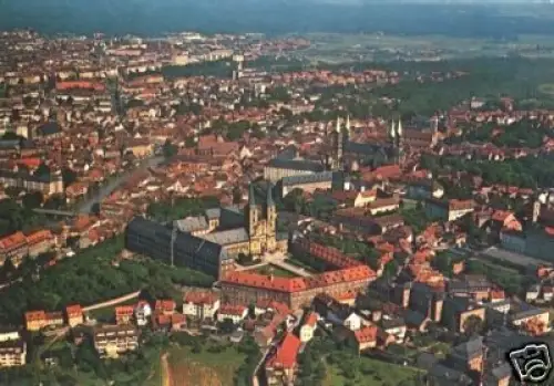 AK, Bamberg, Stadtzentrum, Luftbildansicht, ca. 1980