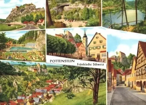 AK, Pottenstein Fränk. Schweiz, sieben Abb., ca. 1968